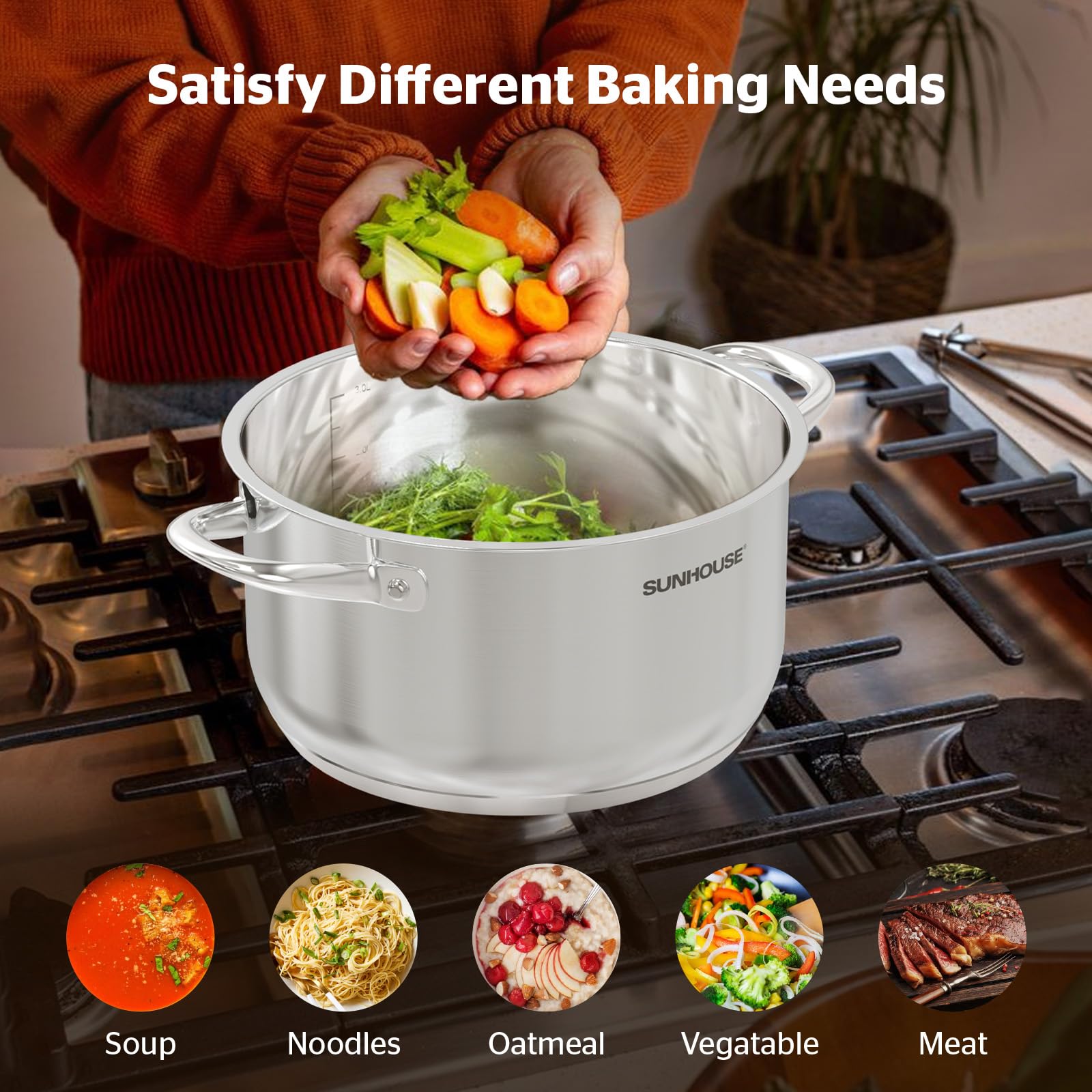Sunhouse intérieur avec marques de mesure pour dosages précis pendant la cuisson
