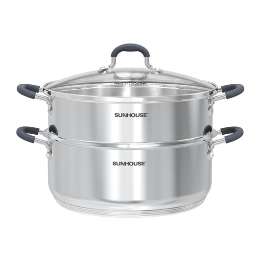 Sunhouse marmite face avant montrant fini inox et capacité 5,5 QT pour cuisine polyvalente