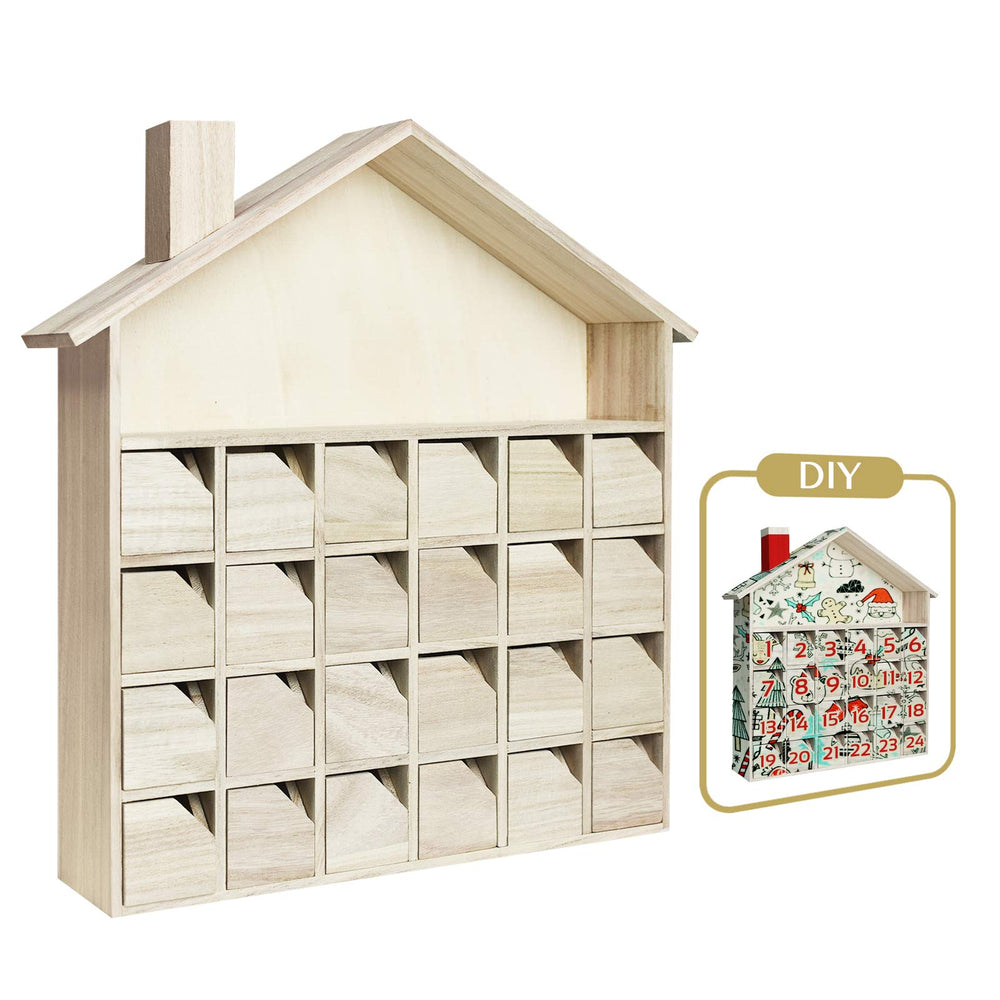 Sunlit calendrier maison face avant prêt à décorer, apporte chaleur festive