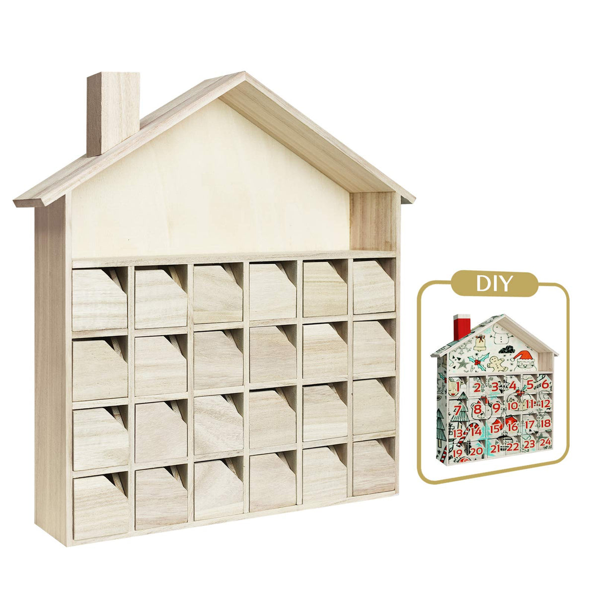 Sunlit calendrier maison face avant prêt à décorer, apporte chaleur festive
