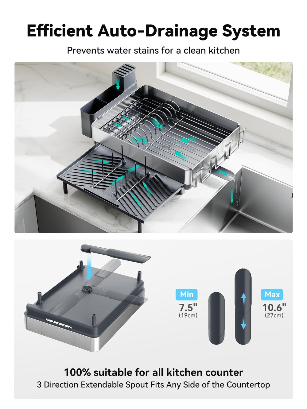 SUNLY porte-couverts amovible et profond, rangement sécurisé pour couteaux