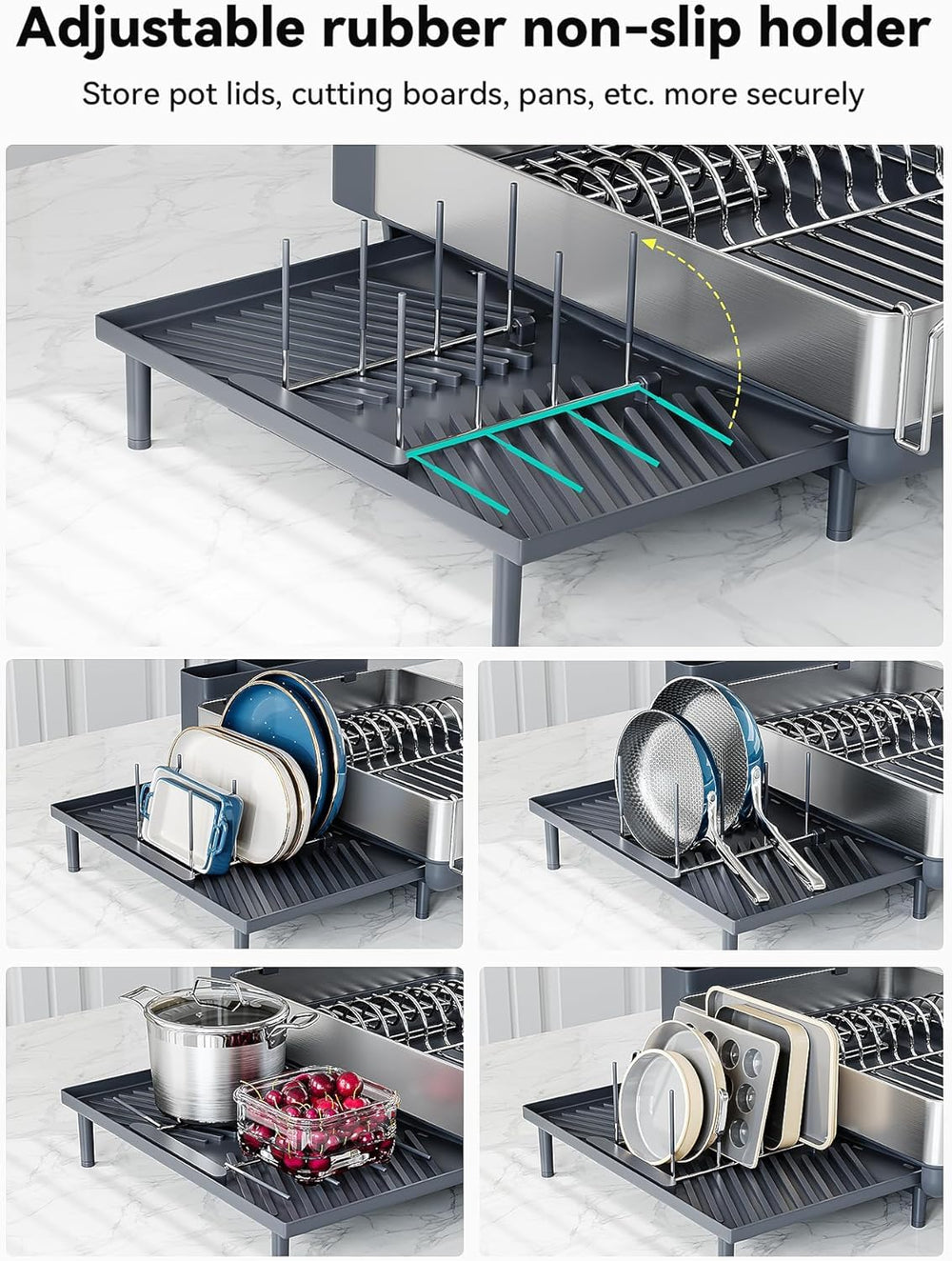 SUNLY supports relevables pour casseroles et couvercles, maintien sûr sans rayures