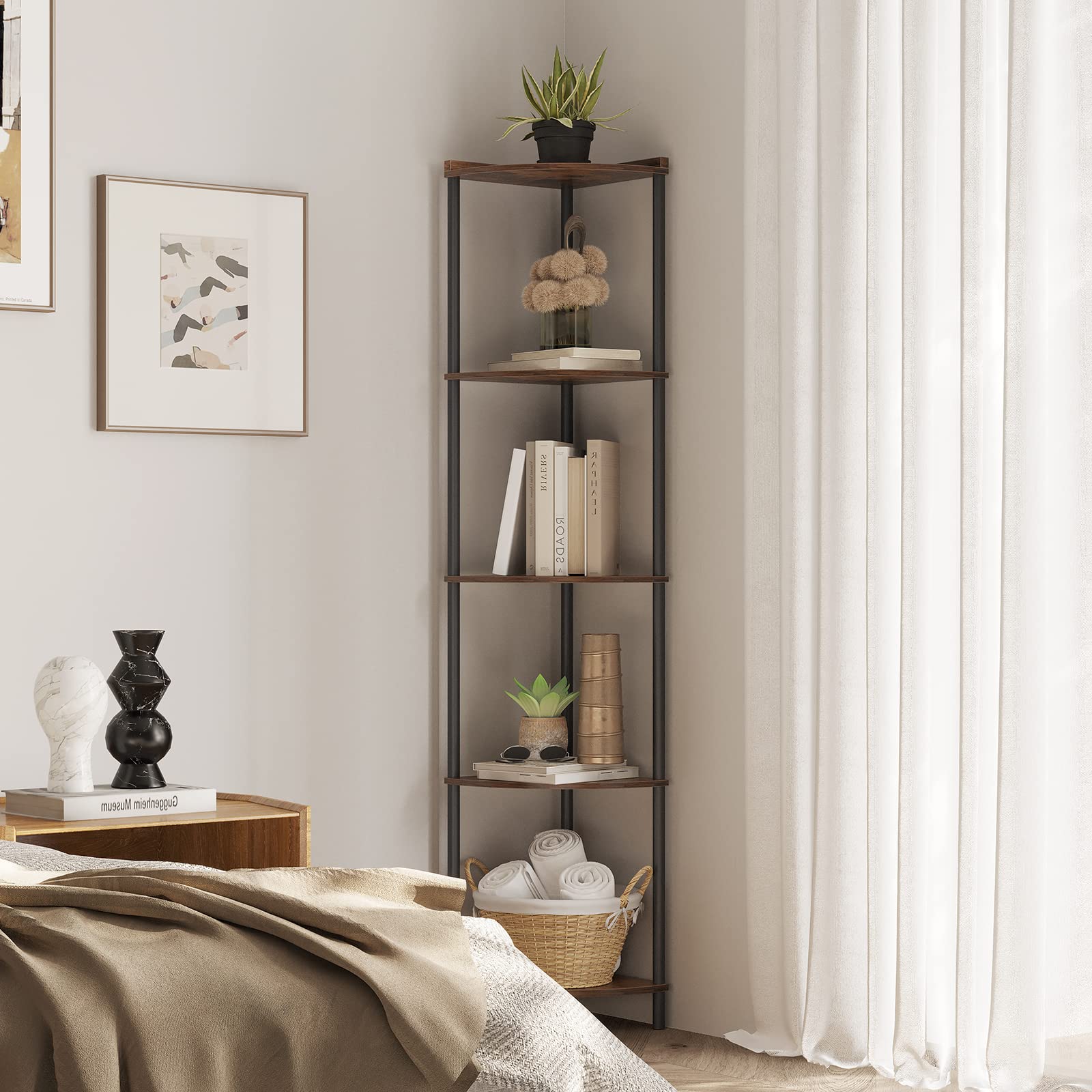SUNMORY rangement avec plantes et livres apportant chaleur