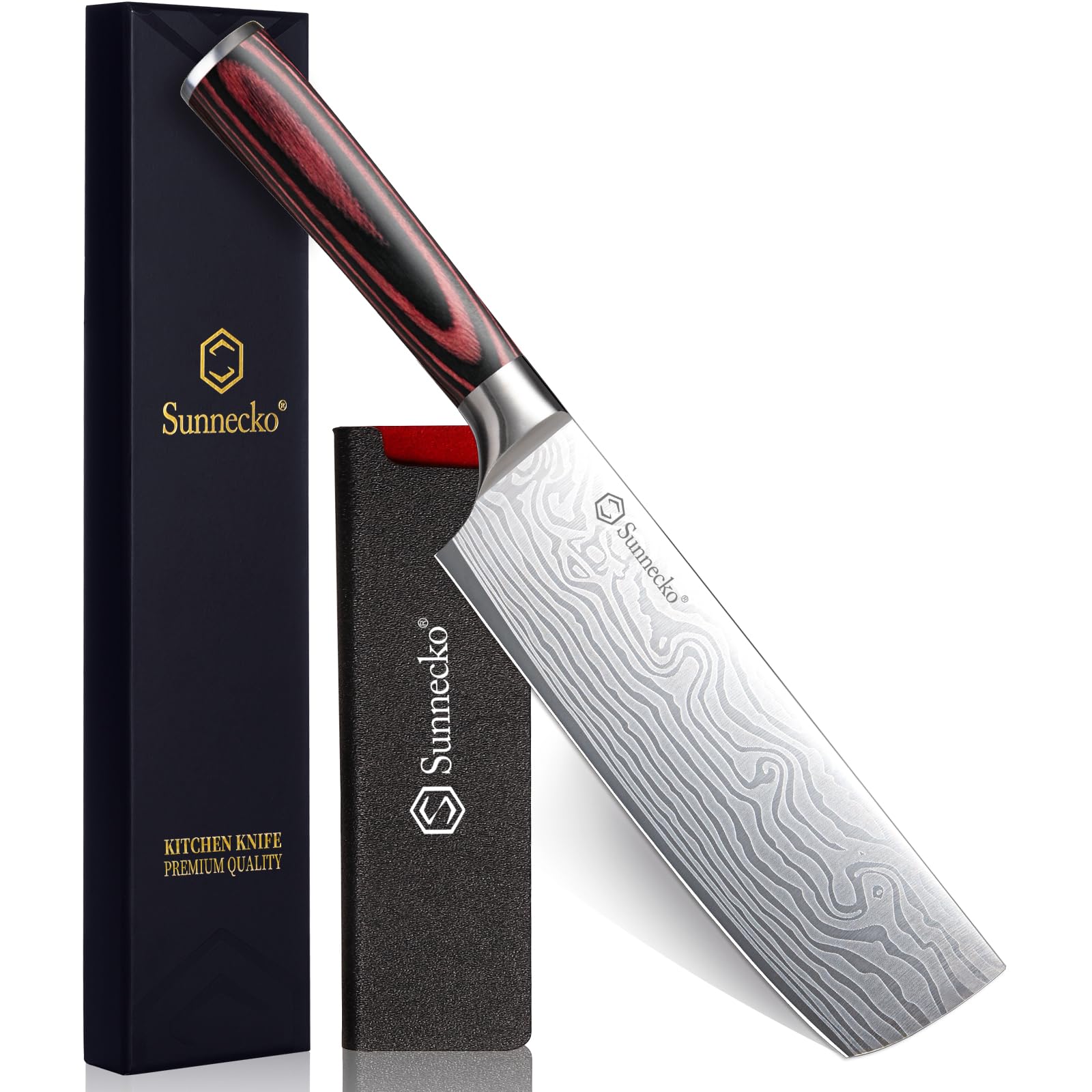 Sunnecko nakiri face avant montrant emballage cadeau et bénéfice durabilité
