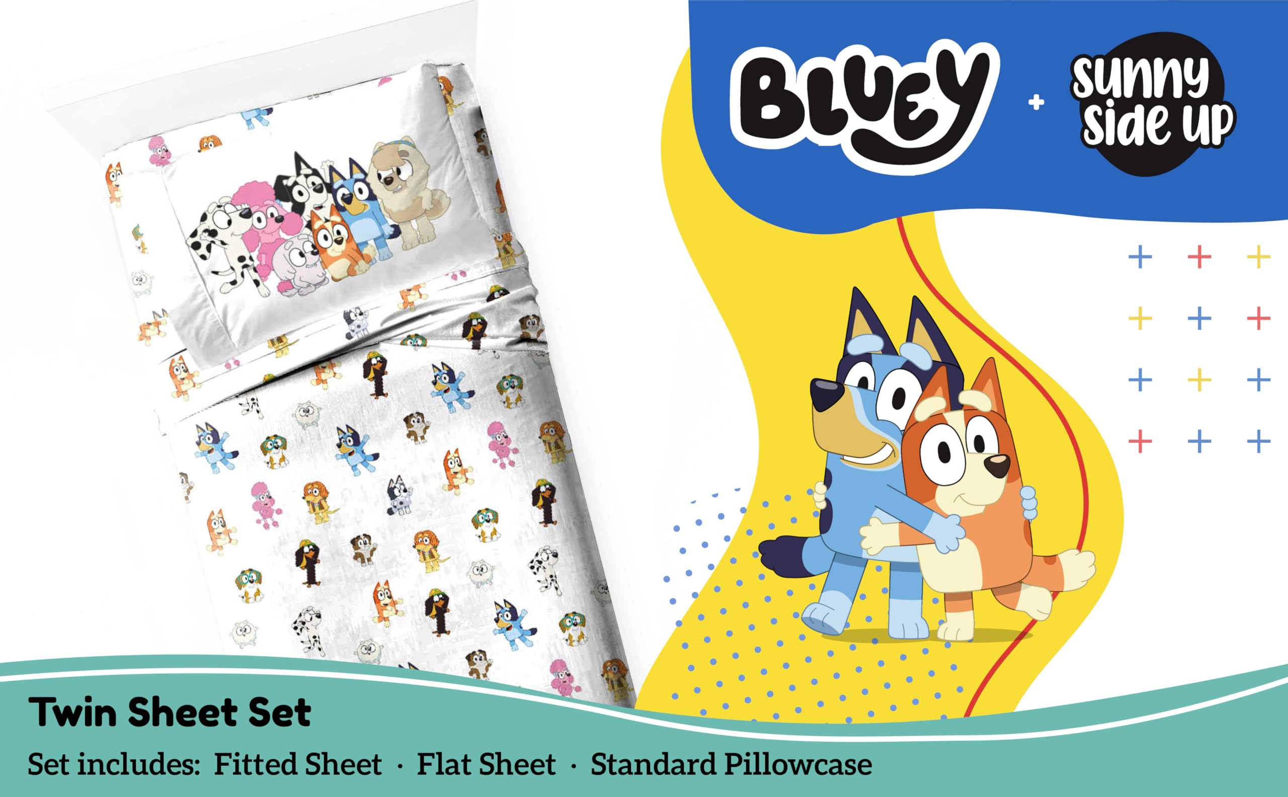 Sunny Side Up gros plan du tissu microfibre Bluey montrant douceur et résistance