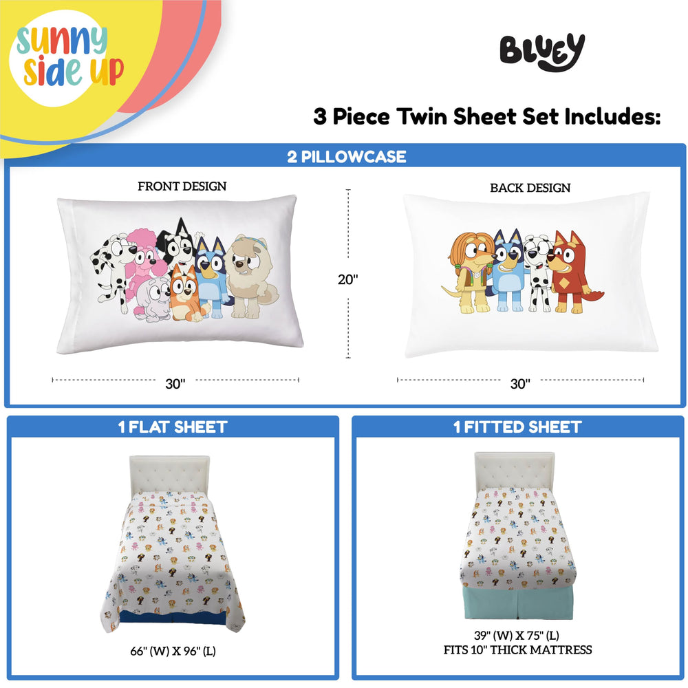 Sunny Side Up taie réversible Bluey montrant deux motifs pour varier la décoration