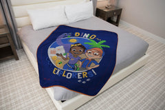 Sunny Side Up plaid Blippi gros plan texture microfibre, douceur agréable au toucher