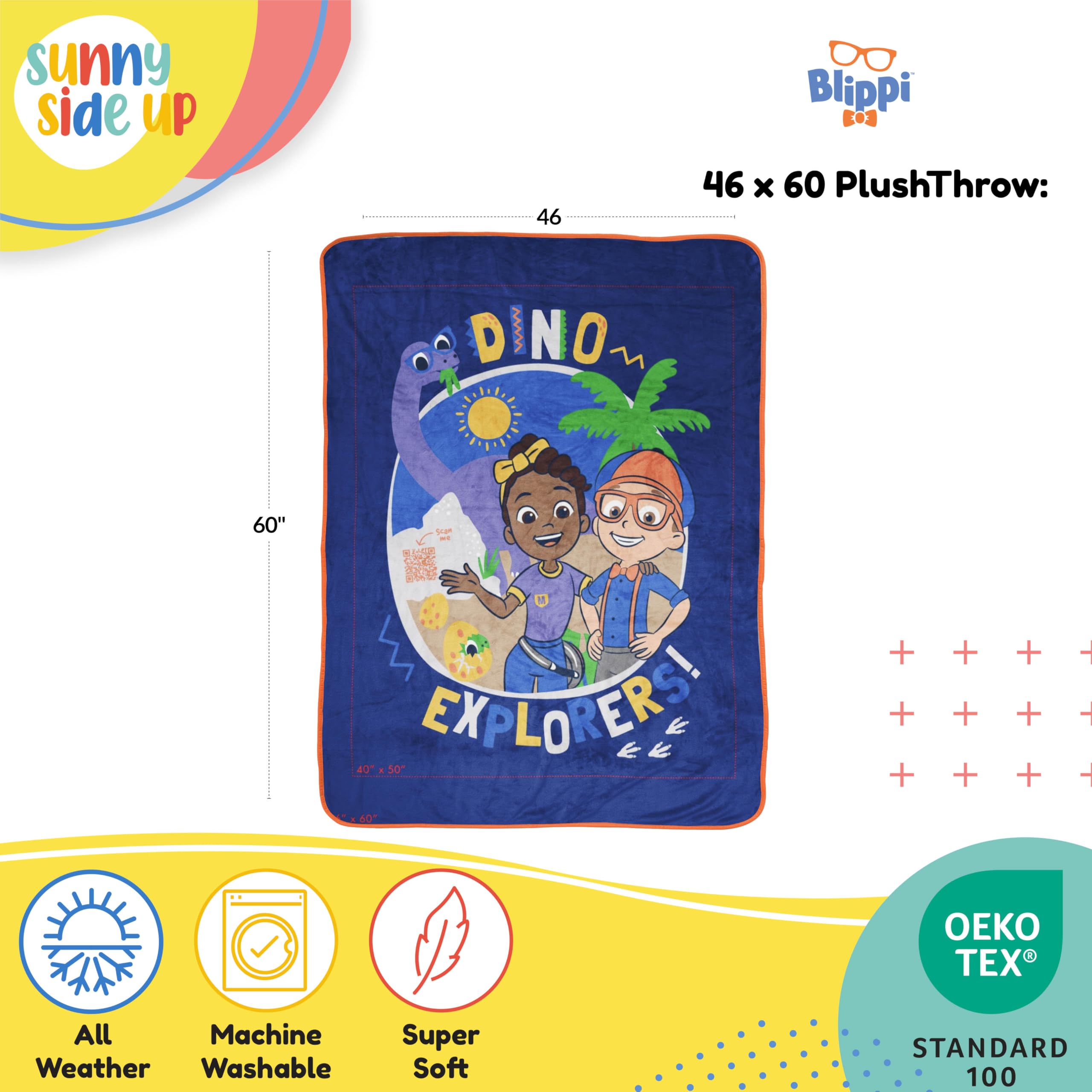 Sunny Side Up plaid Blippi drapé sur canapé, apporte confort et style décoratif