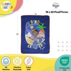 Sunny Side Up plaid Blippi drapé sur canapé, apporte confort et style décoratif