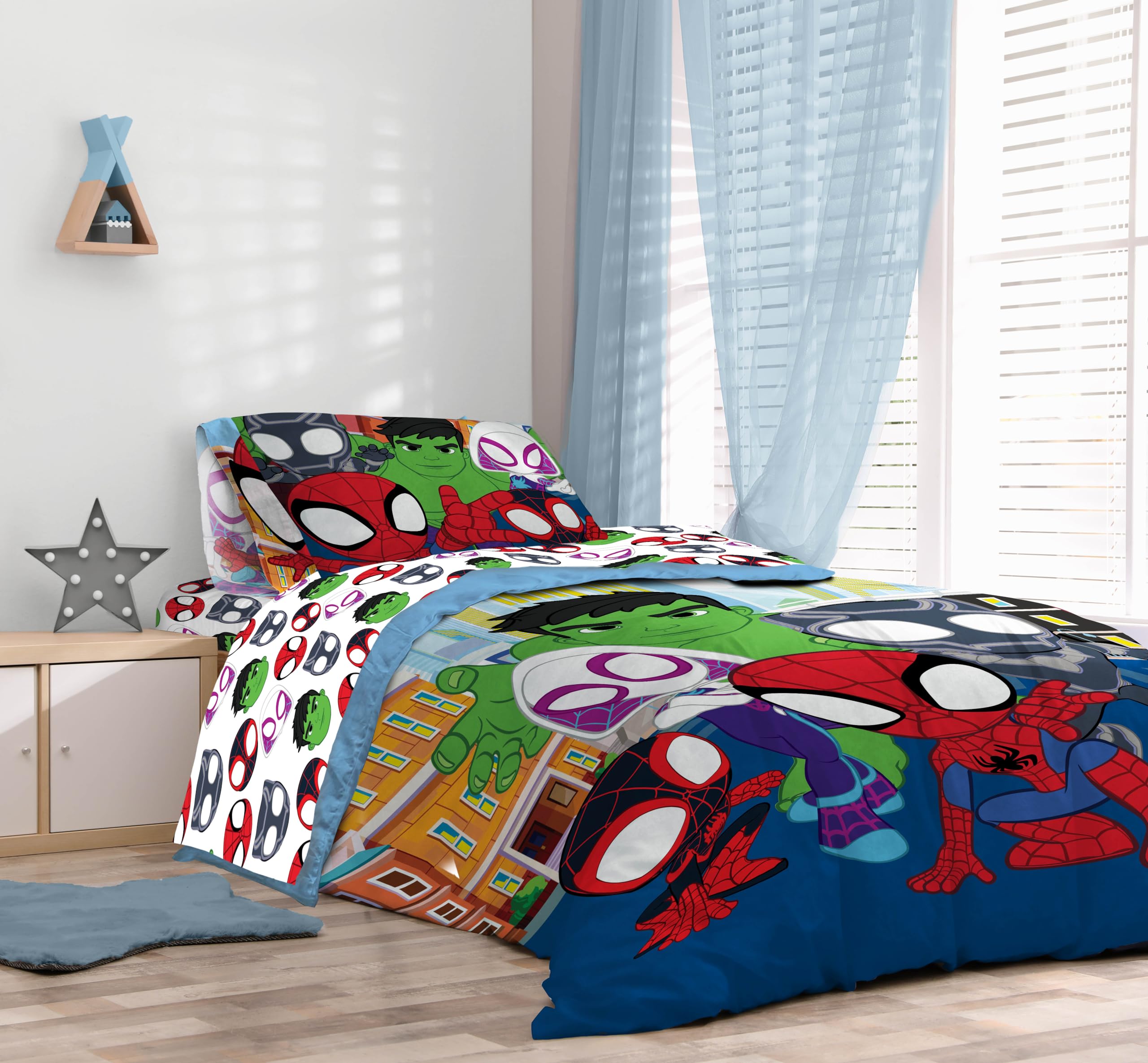 Sunny Side Up comparaison taille sur lit double, dimensions claires et compatible