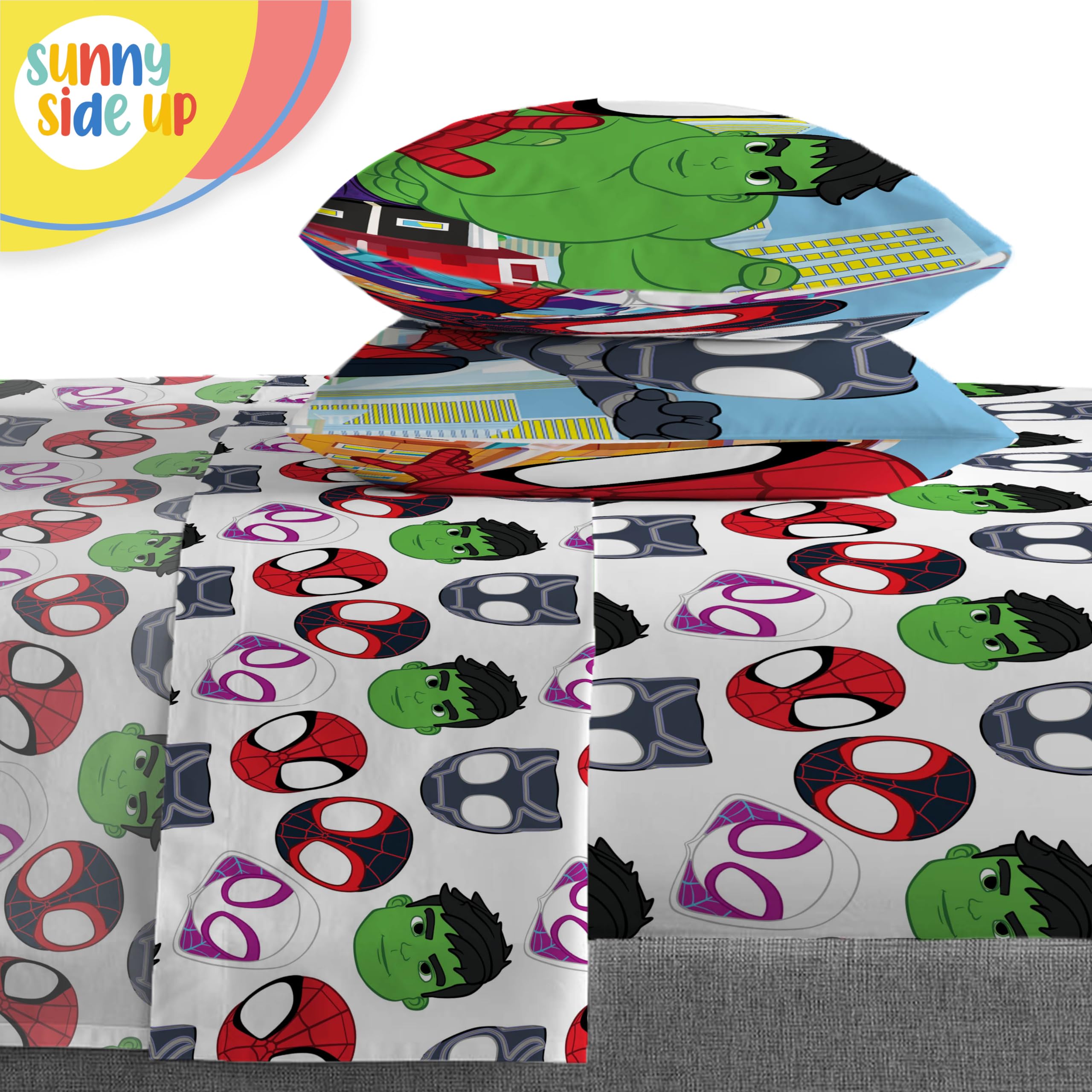 Sunny Side Up détail motifs Spidey & Friends, couleurs vives et attraction enfant