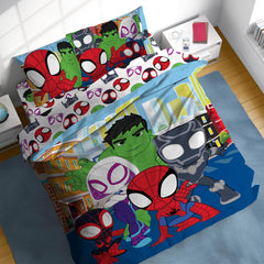 Sunny Side Up face de la parure avec motifs Spidey, confort visuel et chaleur