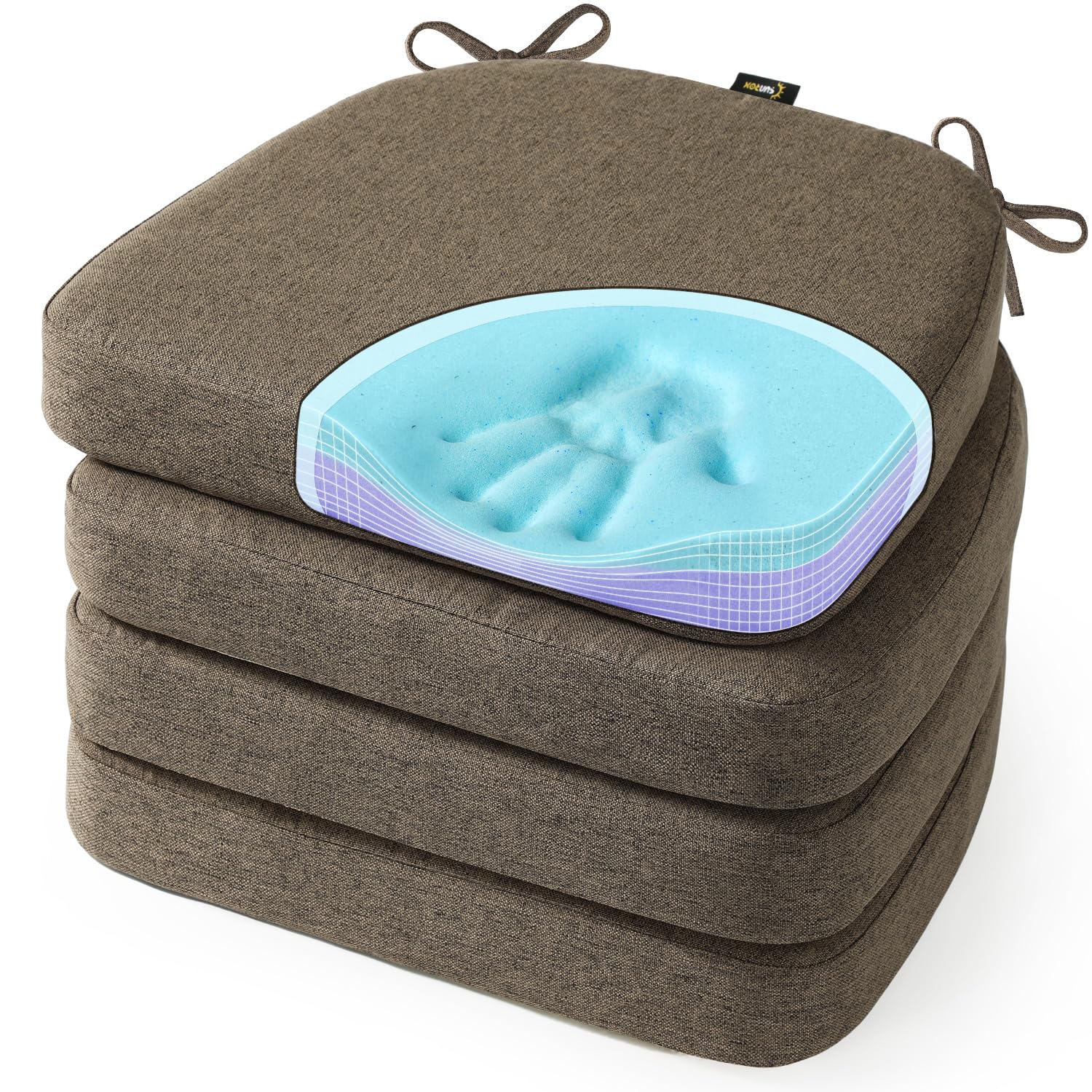 sunrox vue avant paquet de 4 coussins, confort uniforme pour chaises