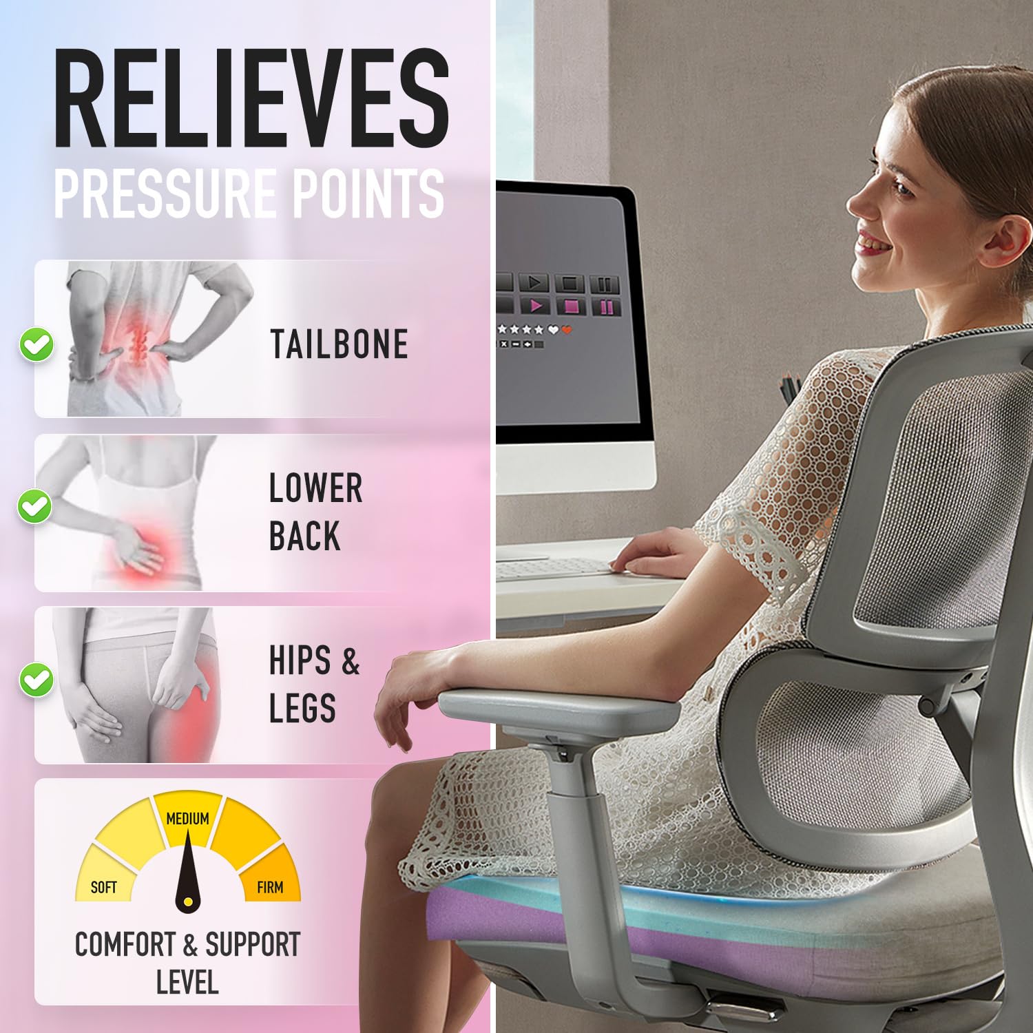 SUNROX coussin sur chaise de salle à manger améliorant confort et posture assise
