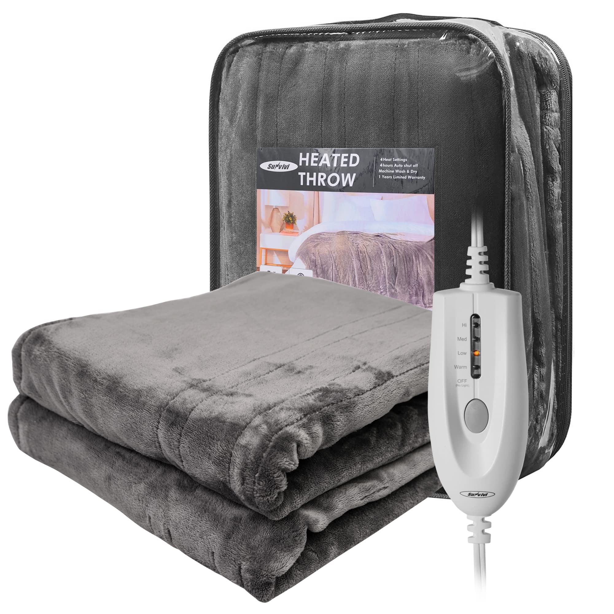 SUNVIVI plaid chauffant avant gris montrant design et confort