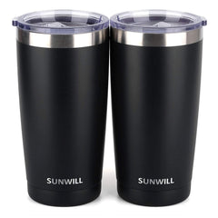 SUNWILL gobelet 20 oz face avant noir, maintien thermique durable