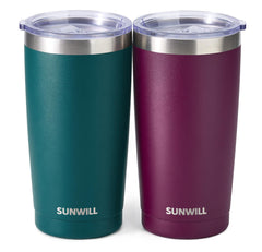 SUNWILL gobelet face avant vert et prune montrant finition durable