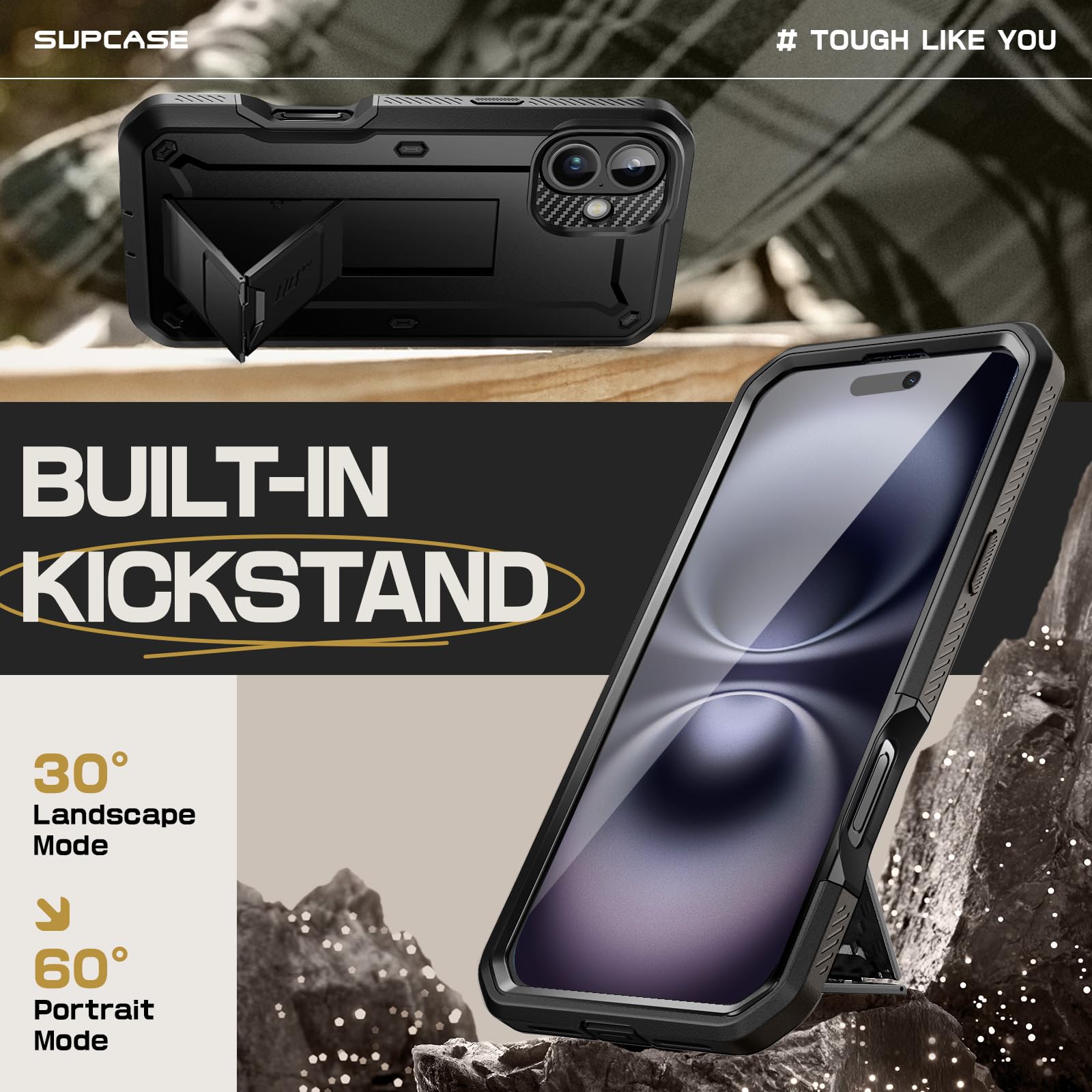 SUPCASE béquille en position paysage offrant visionnage mains libres stable