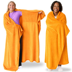 Super Blanky vue avant du vêtement emballé montrant couleur orange et coupe confortable