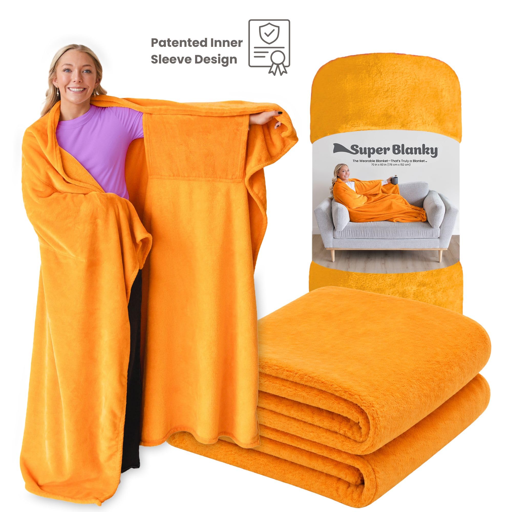 Super Blanky en ambiance salon montrant usage quotidien et esthétique chaleureuse