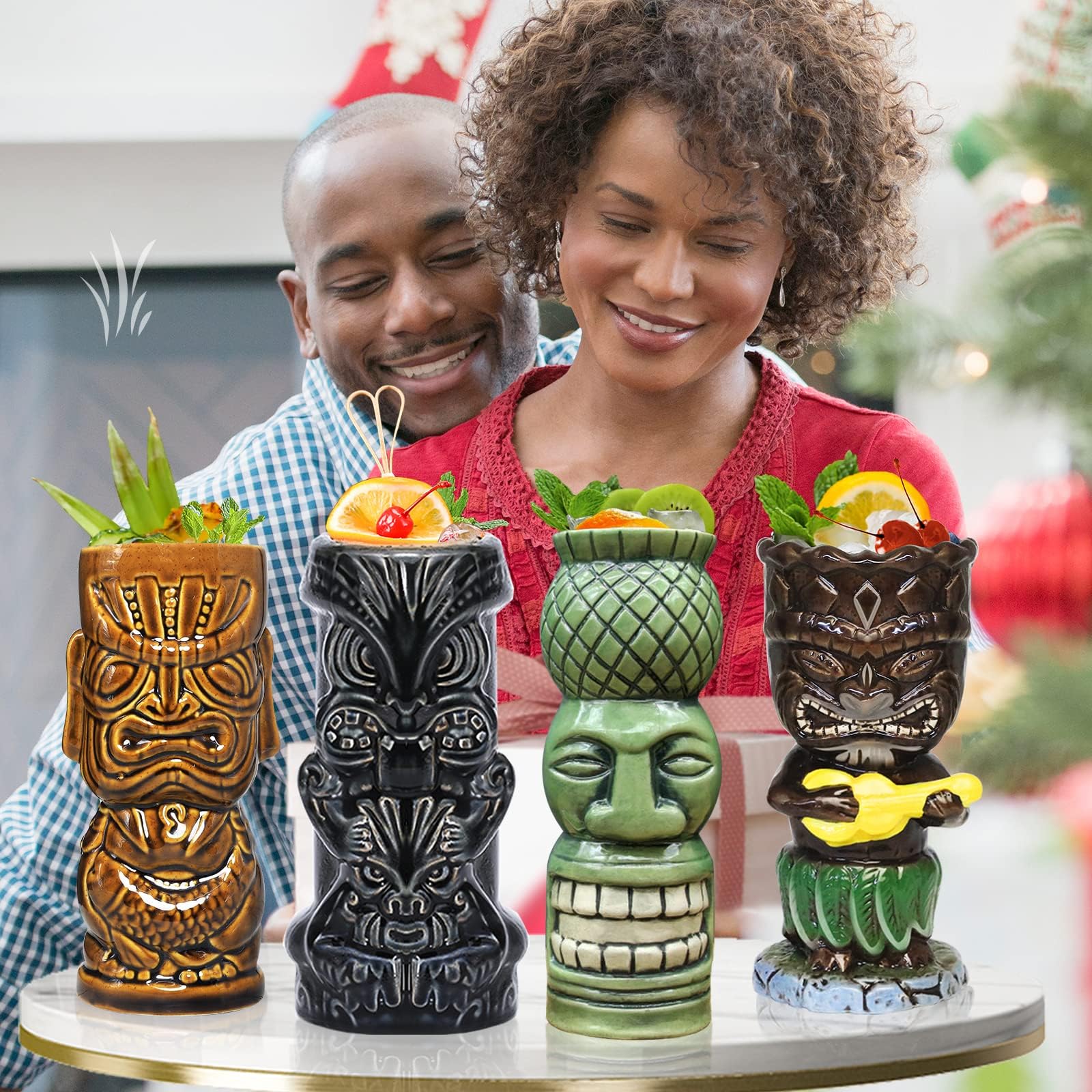 SuproBarware mugs intégrés dans un décor bar pour une ambiance hawaïenne
