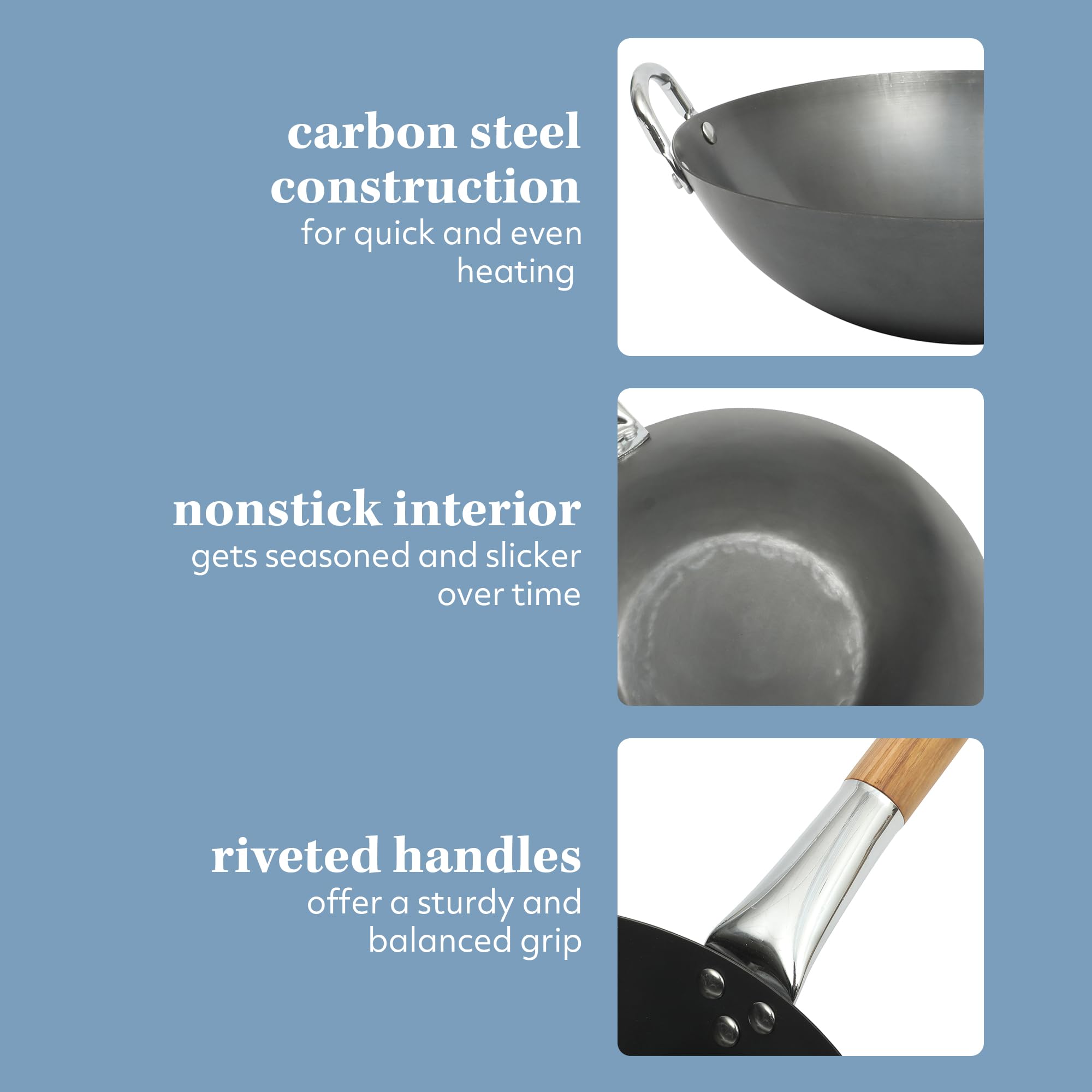 Sur La Table wok comparaison taille avec ustensiles illustrant échelle pratique