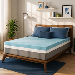 Sure2Sleep image face avant du surmatelas montrant l’emballage et le motif, confort visuel