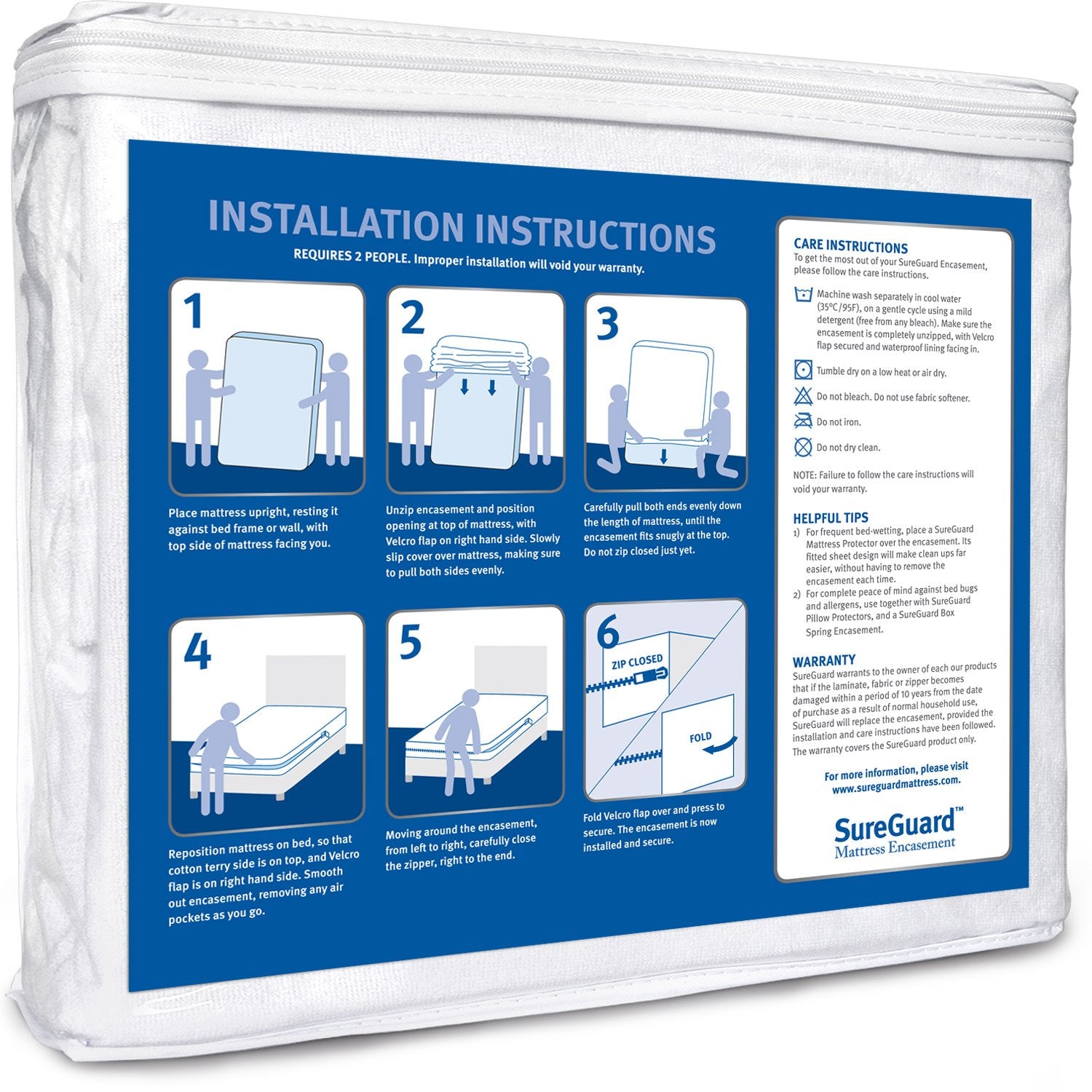 SureGuard fermeture Invisi-Zip serrée pour protection anti-punaises fiable