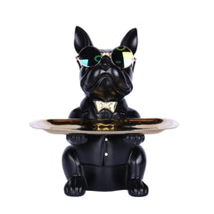 suruim statue bouledogue de face avec plateau utile pour organiser clés