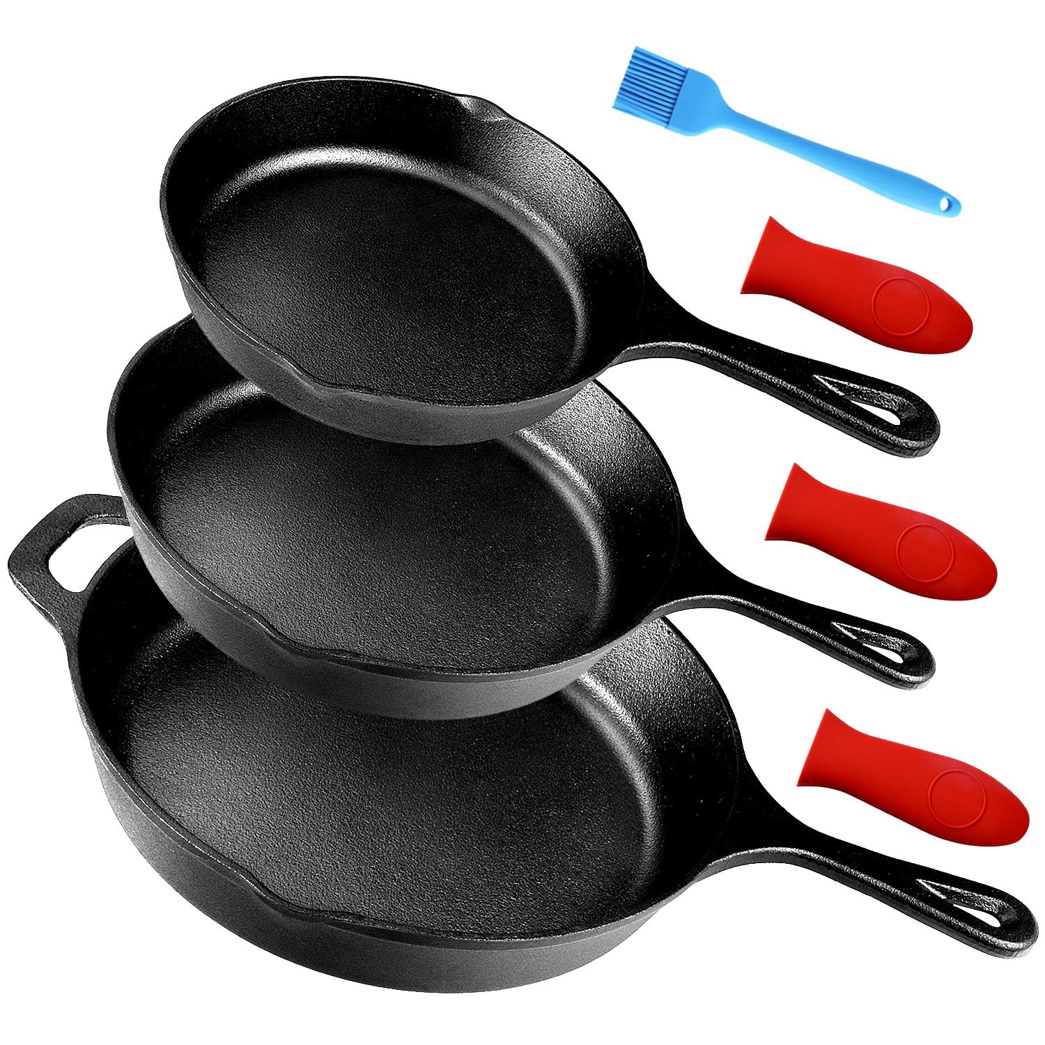 Suteck ensemble face avant montrant les trois poêles et leur finition prête à cuisiner