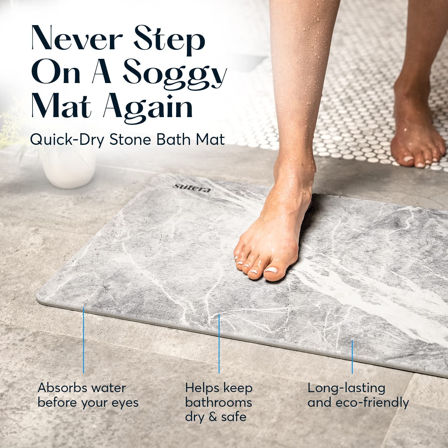 SUTERA tapis en usage après douche, sol sec et pieds sûrs