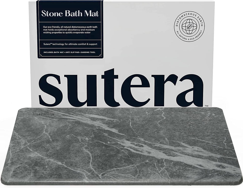 SUTERA tapis pierre face avant montrant bordures nettes et design anti-humidité