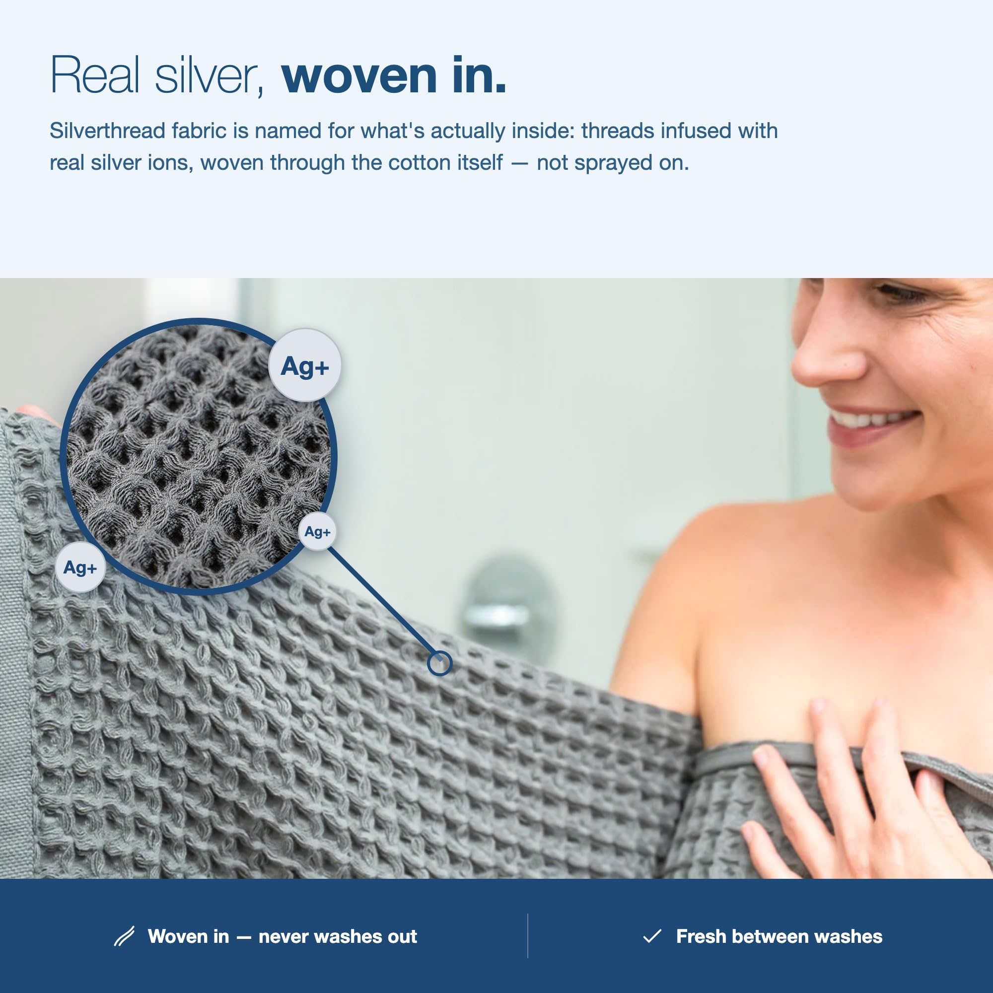 SUTERA serviette utilisée après la douche pour un séchage efficace
