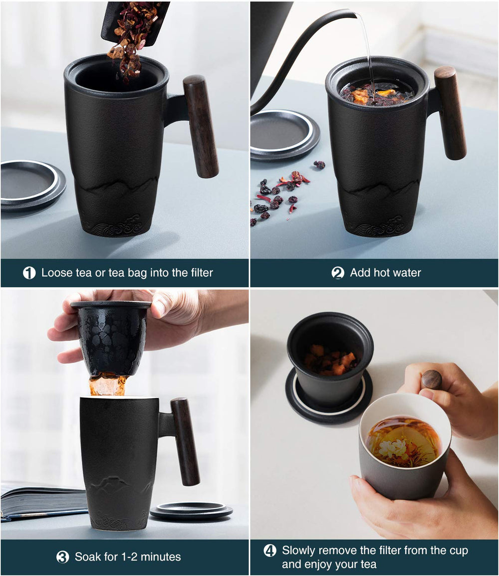 suyika emballage et contenu inclut tasse, infuseur et couvercle soignés