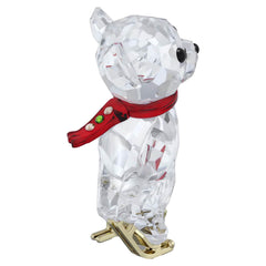 Swarovski Kris Bear côte à côte avec une règle pour visualiser la taille compacte