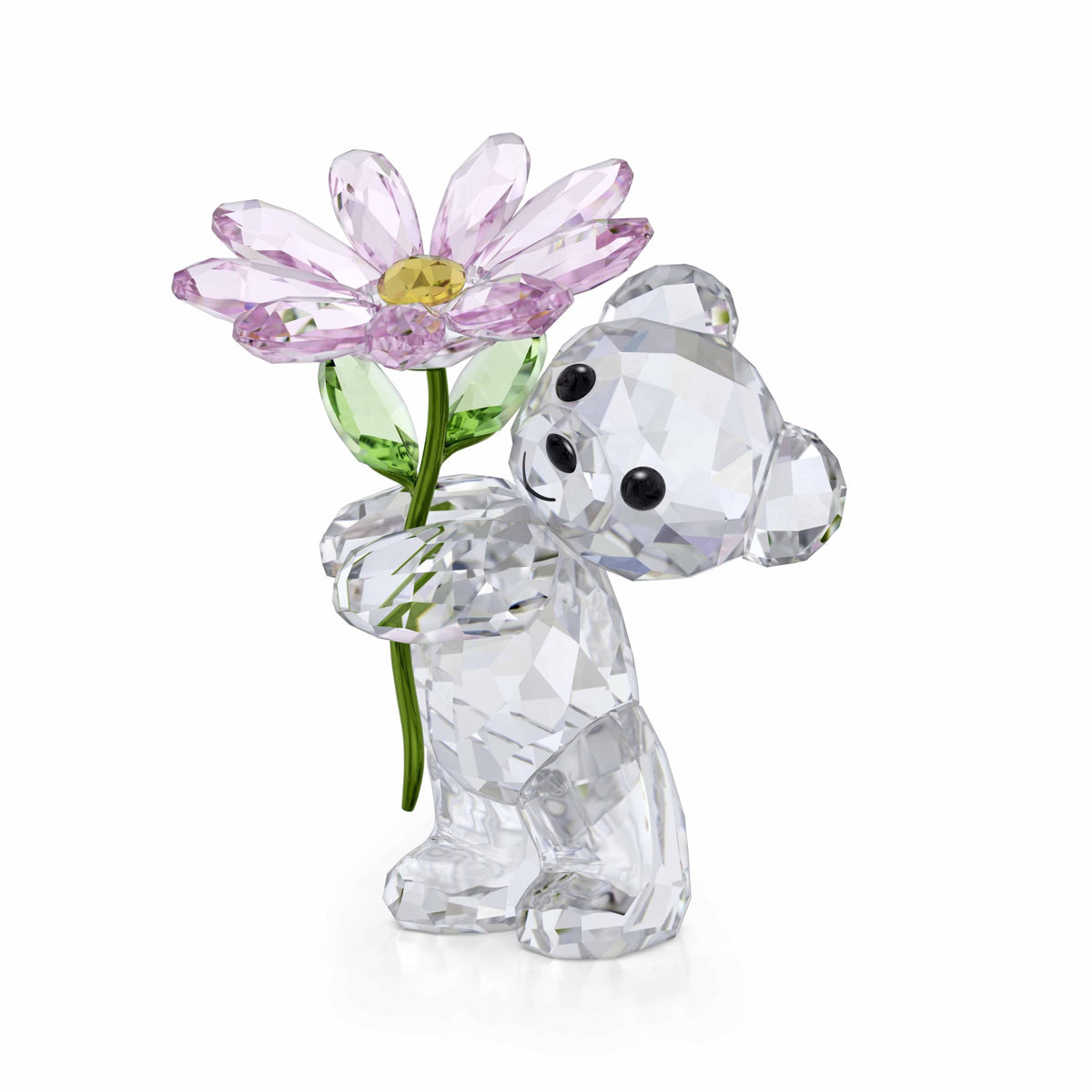 Swarovski Kris Bear vue recto montrant l’ours tenant la marguerite pour décoration