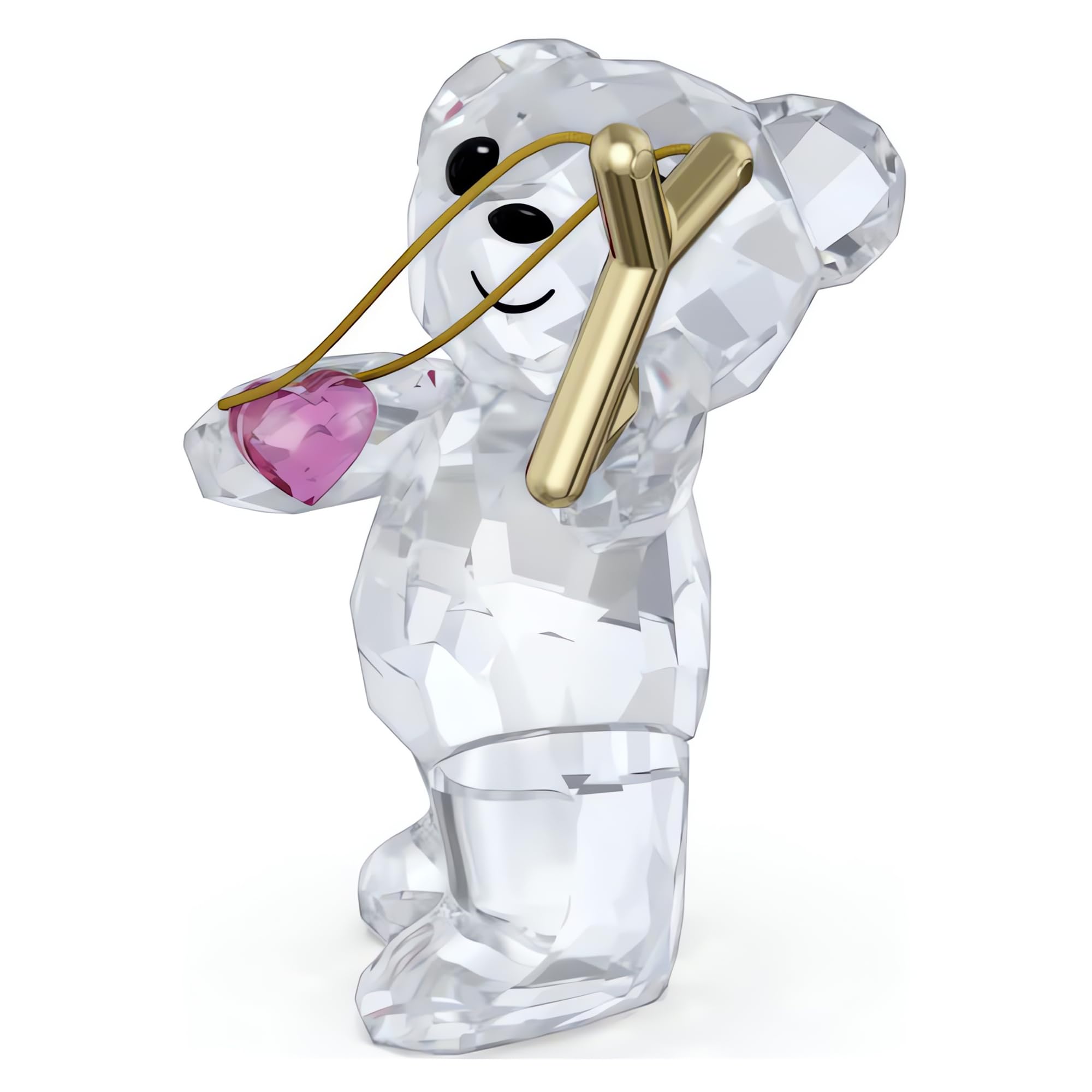 Swarovski Kris Bear gros plan sur le cœur rose avec un scintillement intense
