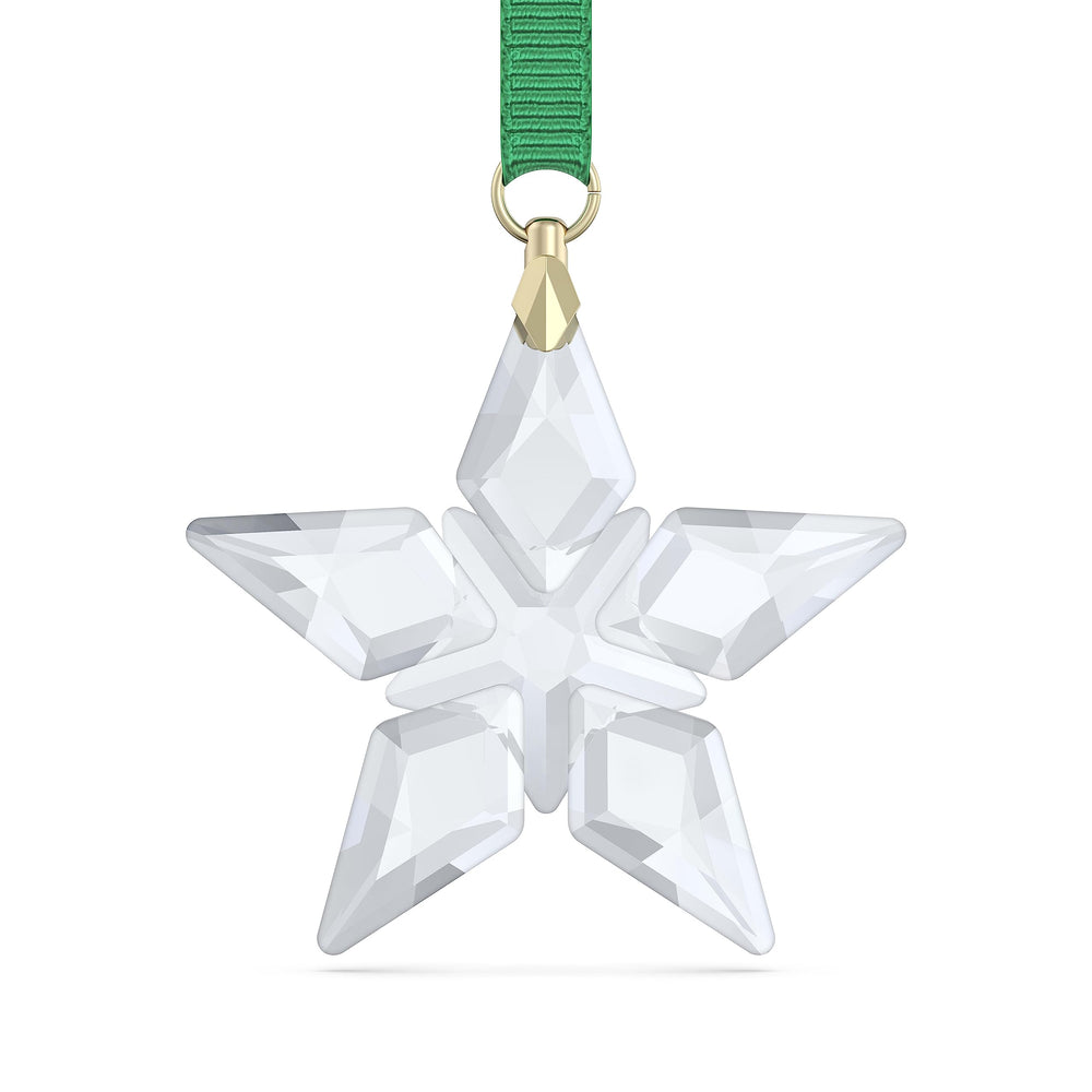 Swarovski little star ornement avant avec ruban vert montrant éclat et élégance