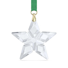 Swarovski little star ornement avant avec ruban vert montrant éclat et élégance