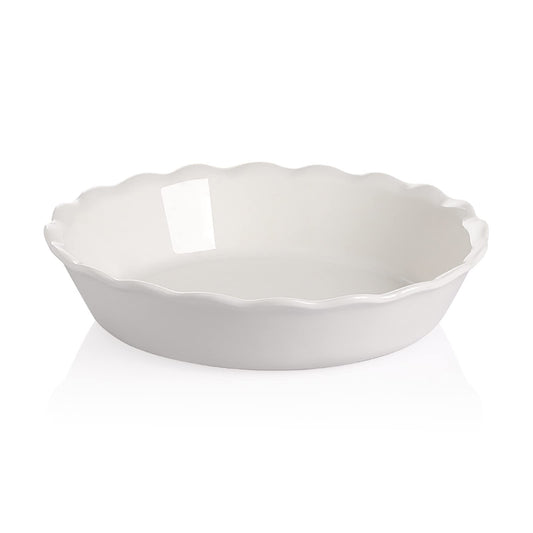 Sweejar plat à tarte face avant blanc montrant la forme et finition, parfait pour présenter