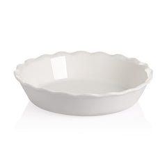 Sweejar plat à tarte face avant blanc montrant la forme et finition, parfait pour présenter