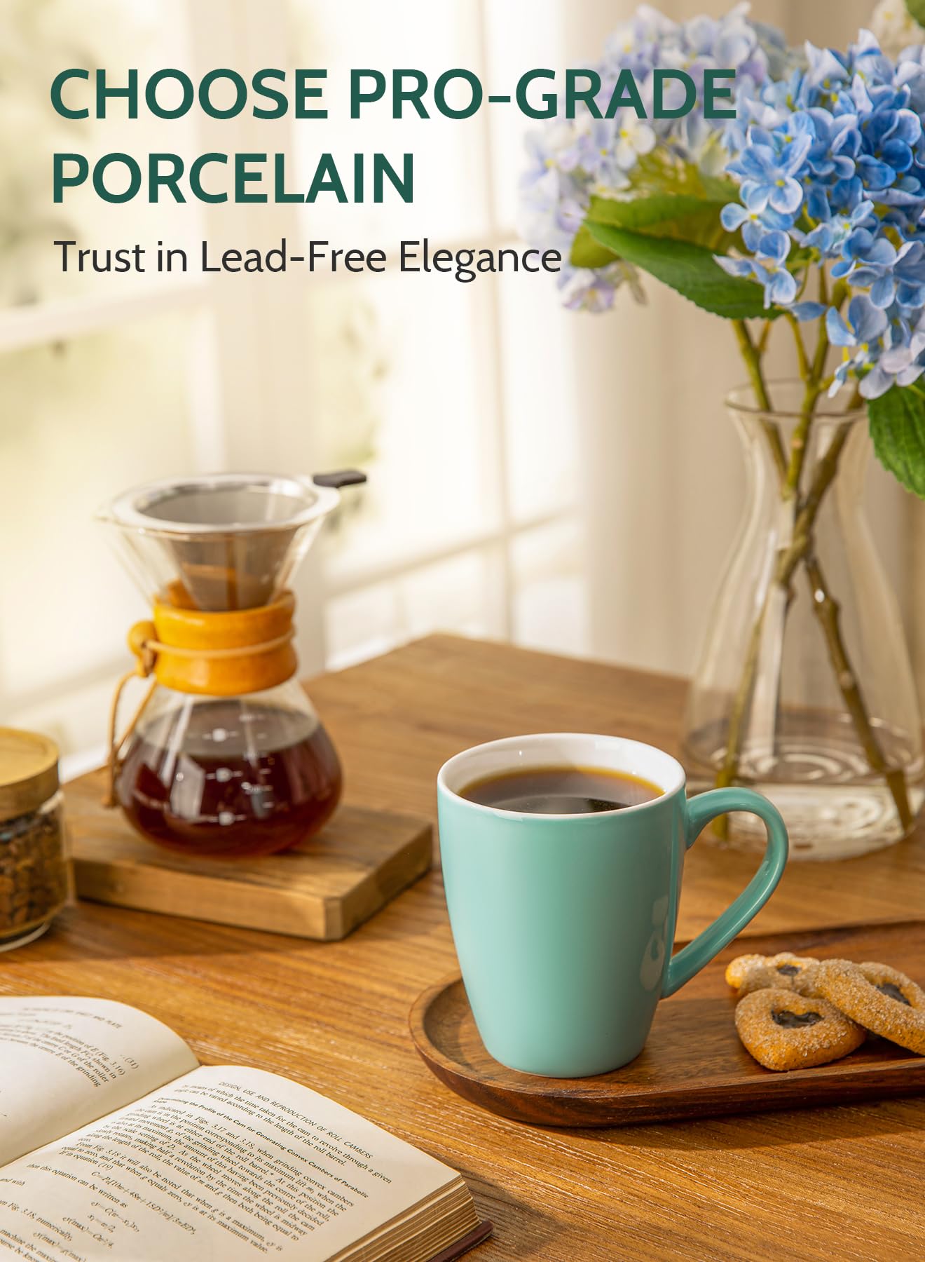 Sweese tasse en usage avec latte chaud soulignant maintien et contenance