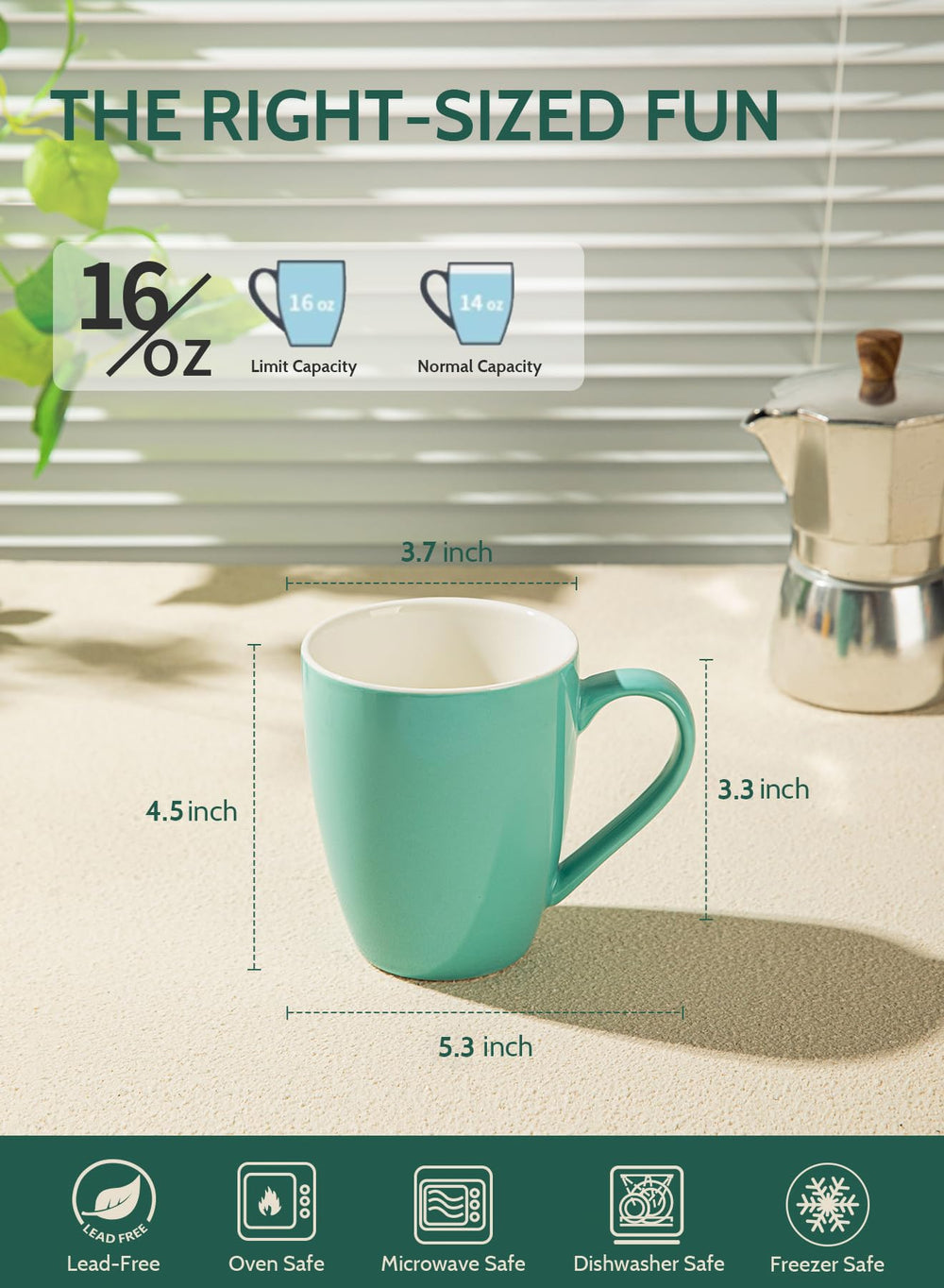 Sweese vue verticale des six mugs alignés pour apprécier les couleurs assorties