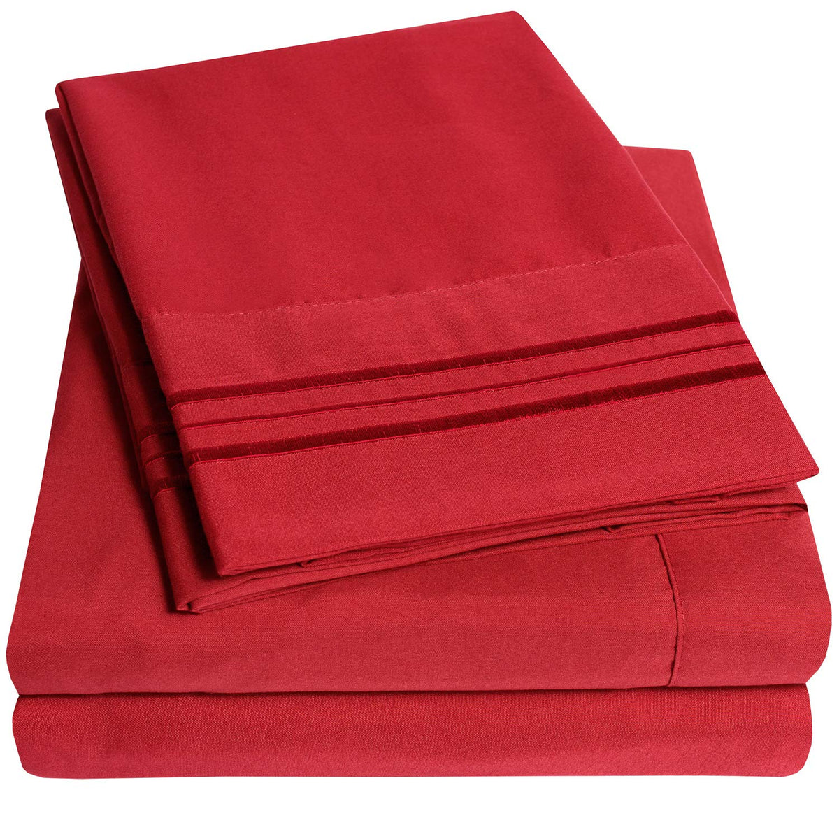 Sweet Home Collection face du paquet draps rouge, montre design et qualité