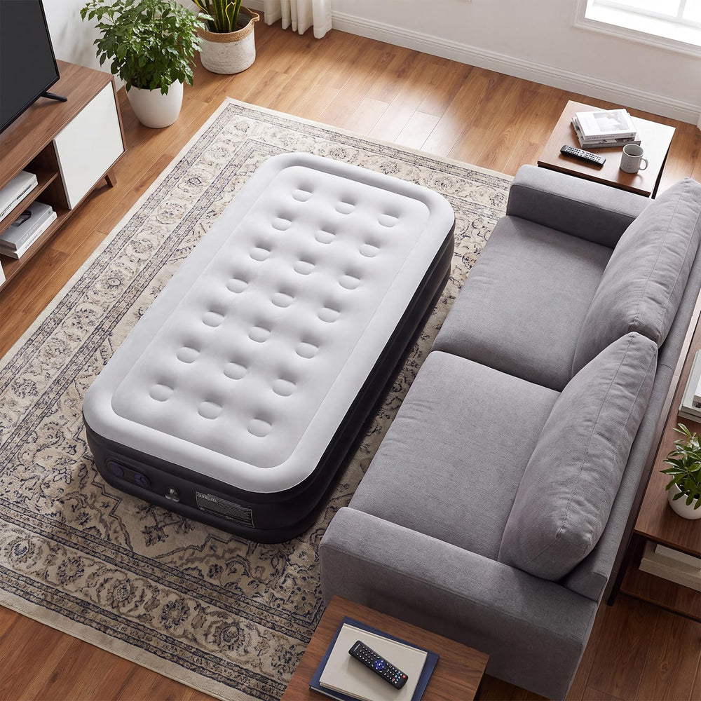 Sweetcrispy matelas installé dans un salon pour usage invité pratique