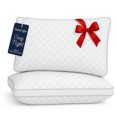 Sweetnight vue avant du lot de deux oreillers king montrant le packaging et l'espace offert