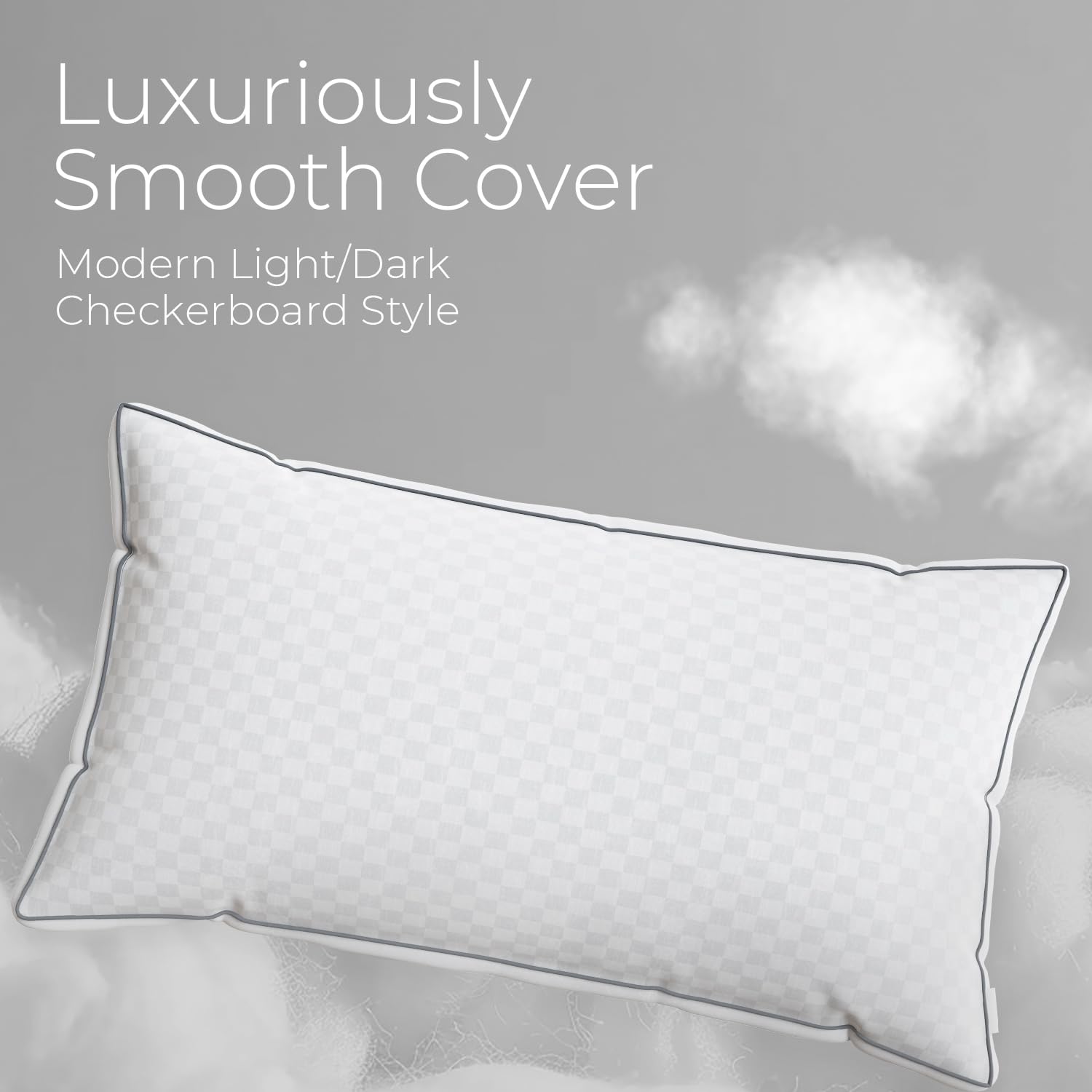 Sweetnight oreillers disposés sur un lit, illustrant l'effet luxueux et l'alignement cervical