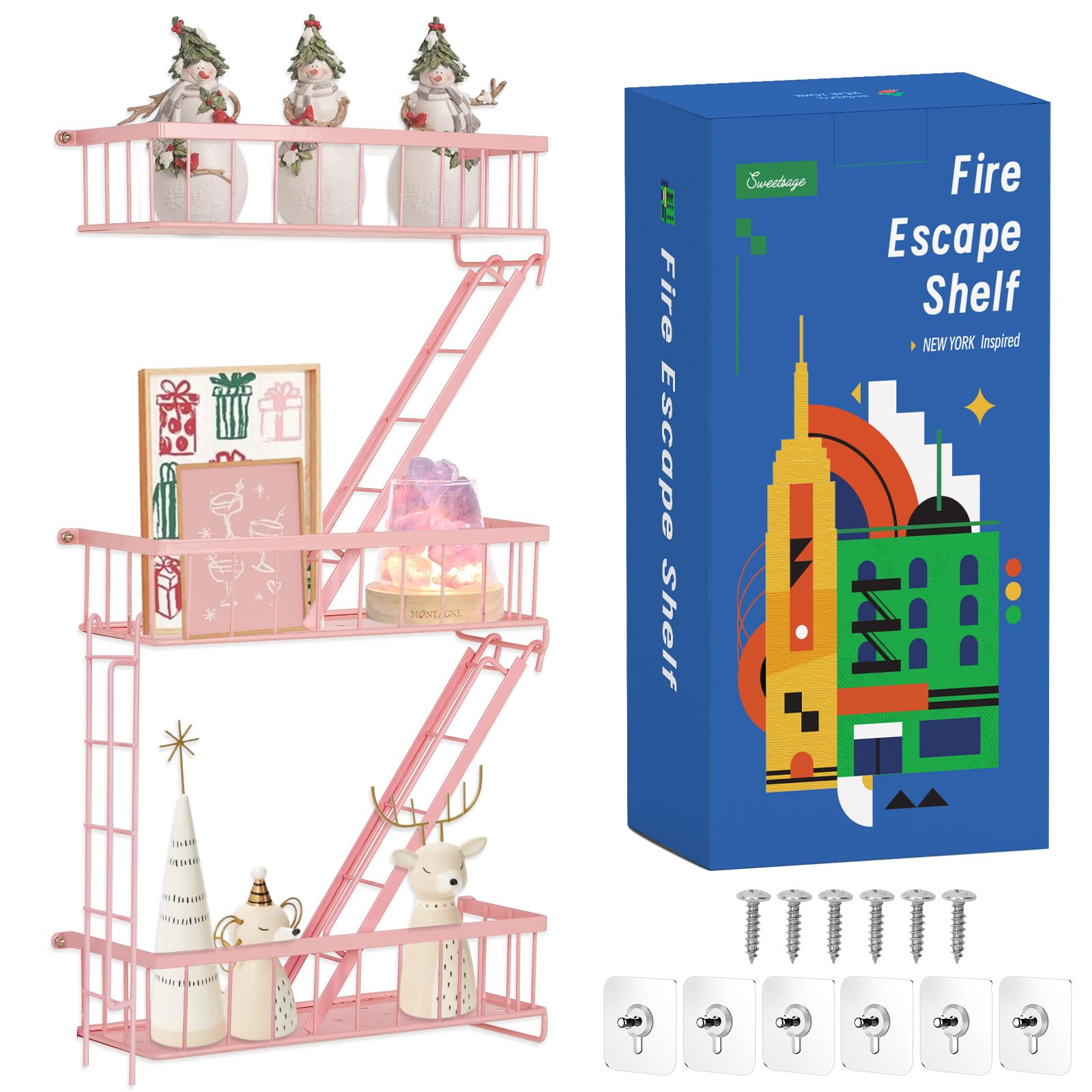 SweetSage étagère face rose montrant le design et gain de place