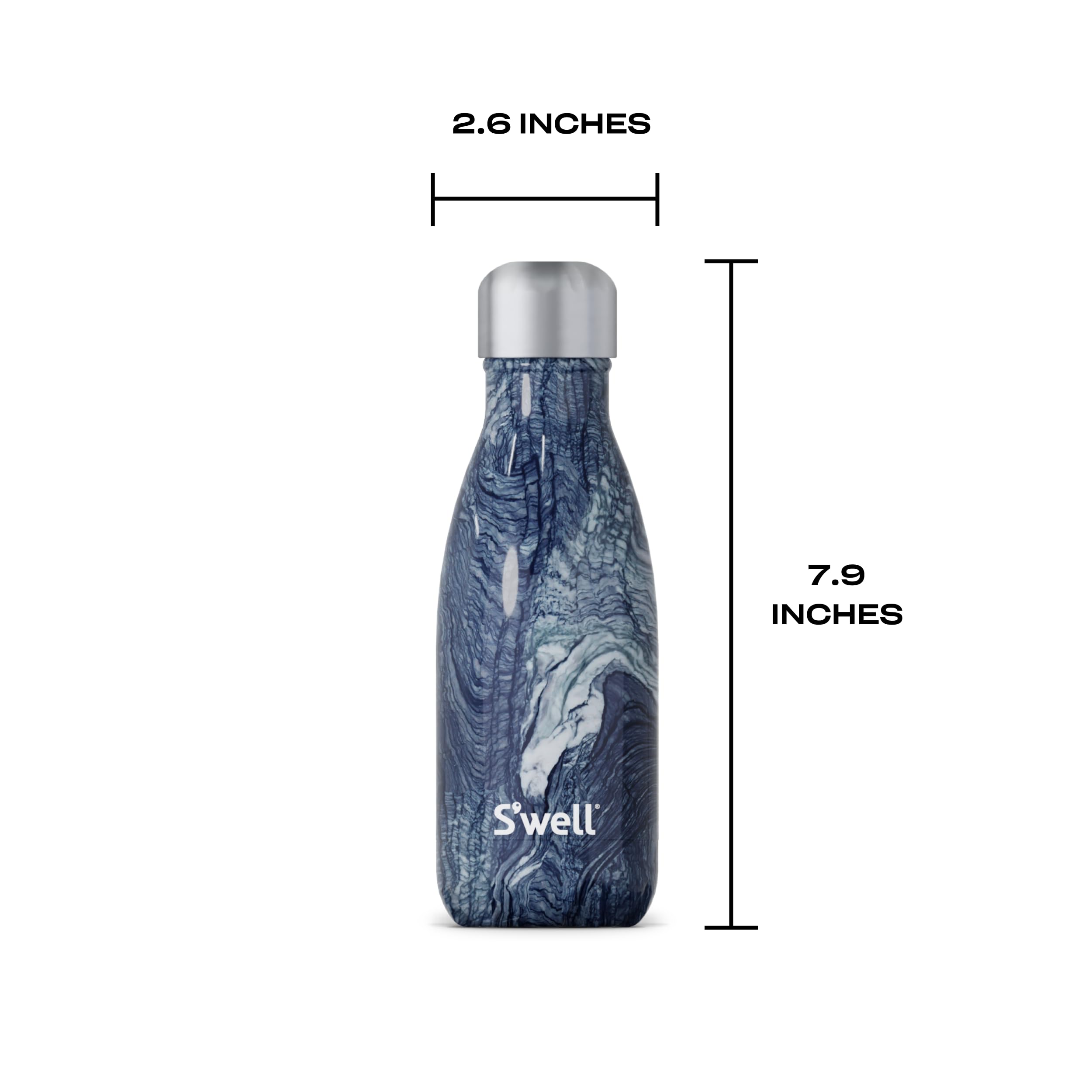 Bouteille S'well Azurite Marble en usage quotidien dans un sac à main pratique