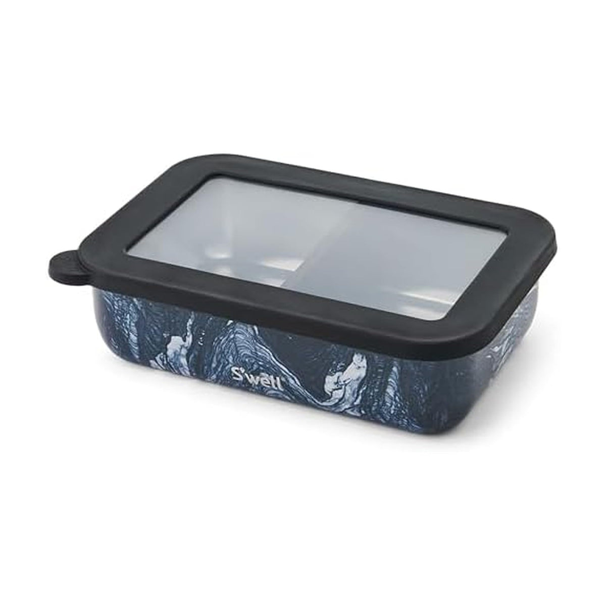 S'well boîte bento face avant présentant le design Azurite Marble et élégance
